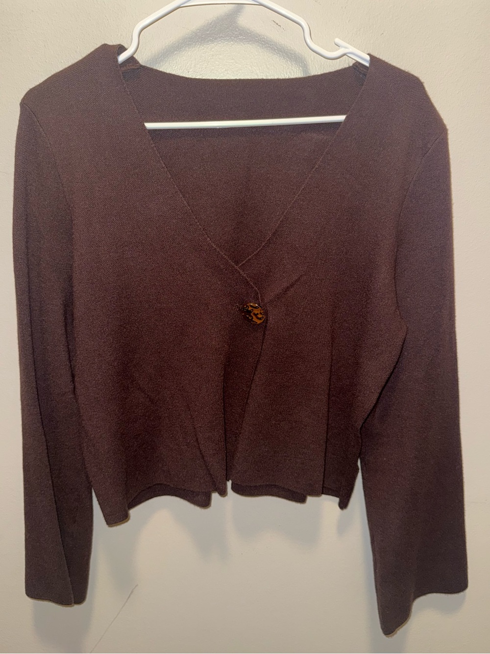 Brown V-Neck Women's Cardigan Sweater